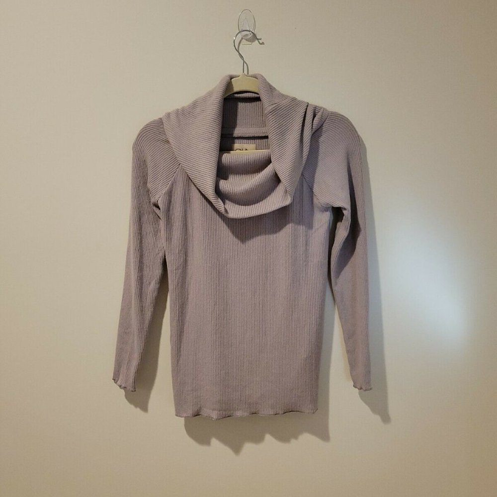 NEVER WORN CHASER BRAND/REVOLVE TAN RIB KNIT COWL NECK LONG SLEEVE SWEATER XS